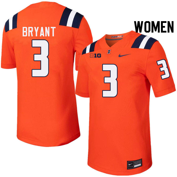 Women #3 Alec Bryant Illinois Fighting Illini College Football Jerseys Stitched-Orange